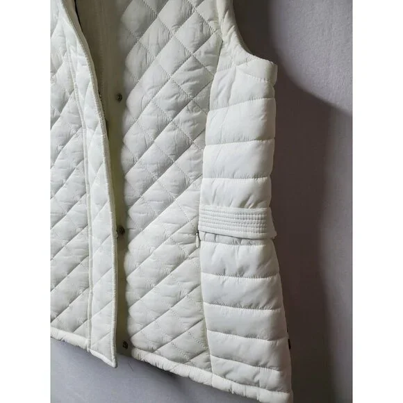 Tommy Hilfiger Women's Ivory Off-White Quilted Front Zip Lined Vest Size Medium - Picture 4 of 10